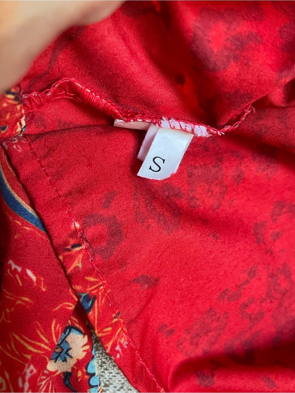 Red Paisley Ruffle-Trim Blouse - Picture 8 of 13
